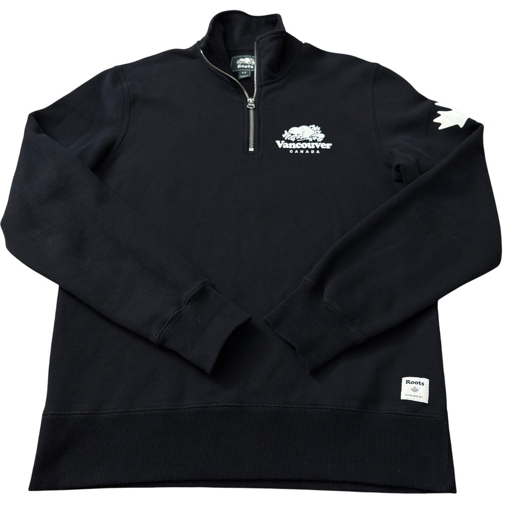 Roots‎ Vancouver Canada Mens Quarter Zip Sweatshirt  Fleece Pullover DD11 Small